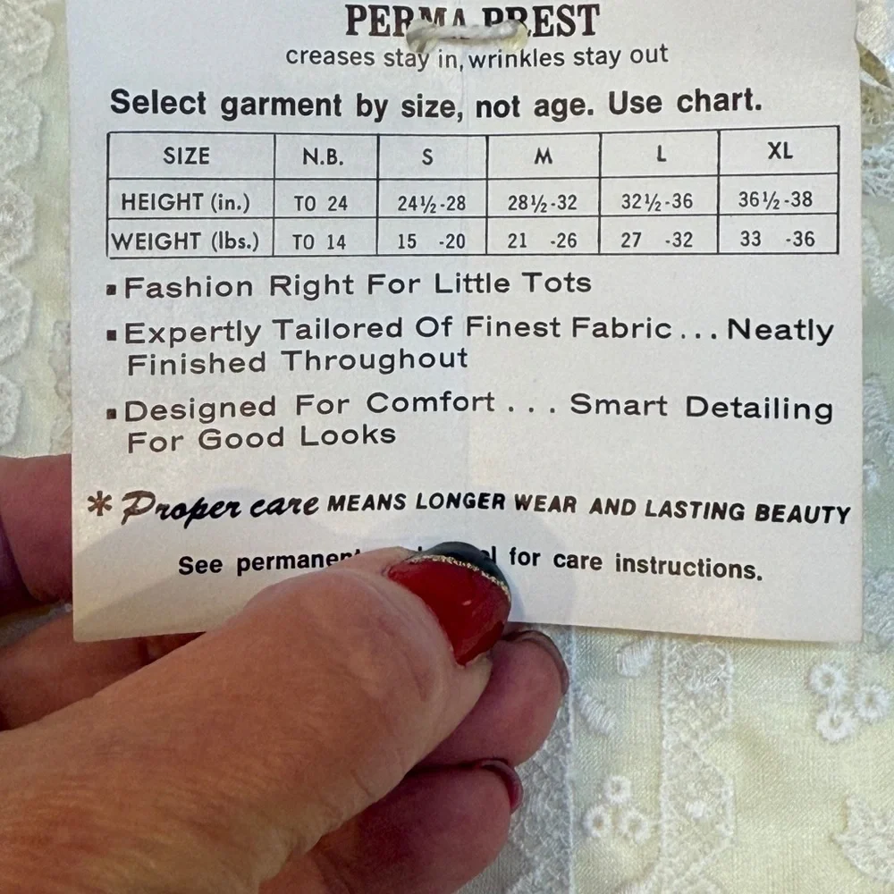 Vintage Sears Fashions for Tiny Tots Pale Yellow Baby Dress with White Lace Trim